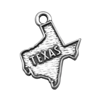 Mano forma Texas žemėlapiai lydinio žavesio pakabukas dvigubus šonus, antikvariniai sidabro Padengtą 30pcs