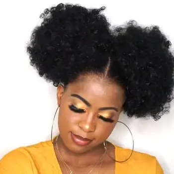 MANWEI 8inch Afro Garbanotas chignon plaukai surišti į uodegą Peruką Raišteliu Trumpas Afro Keistą Pony Tail Įrašą Sintetinių Plaukų Bun Plaukų Gabalai
