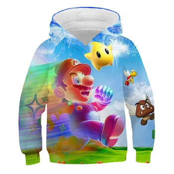 Mario brolis Vaikams, cartoon hoodies 2020 Nauja Rudens Žiemos Berniukų, Mergaičių super mario Spausdinti Megztiniai vaikams Mados Outwear Drabužiai
