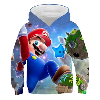 Mario brolis Vaikams, cartoon hoodies 2020 Nauja Rudens Žiemos Berniukų, Mergaičių super mario Spausdinti Megztiniai vaikams Mados Outwear Drabužiai