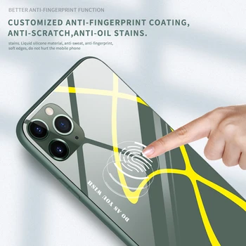 Marmuro Stiklo Telefono dėklas Skirtas iPhone 11 Pro Max XR XS Geometrinis telefono atgal apima, 