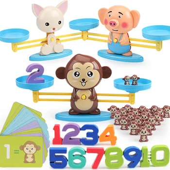 Matematikos Rungtynės Žaidimo Lentos Žaislai Monkey Katė Rungtynes Pusiausvyros Skalės Skaičius Pusiausvyrą Žaidimas Vaikams Švietimo Žaislas Sužinoti, Pridėti Ir Atimti