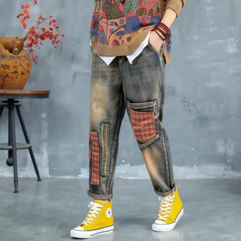 Max LuLu 2019 M. Rudens Mados Europos Stilius Ponios Punk Džinsinio Audinio Kelnės Vyriški Elastiniai Džinsai Kratinys Derliaus Kankina Haremo Kelnės