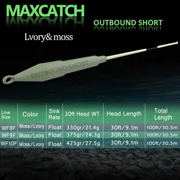 Maximumcatch Išvykstamasis Trumpas Skristi Žvejybos Linija 8/9/10wt 100FT Moss/Lvory Spalva Svorį į Priekį Skristi Linijos Su 2 Suvirinti Kilpos