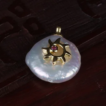 Maža gold sun saulėgrąžų saulės gėlių žavesio natual monetos gėlavandenių perlų karoliukais subtilus nuorodą apyrankę hoopas auskarai papuošalų rinkinys