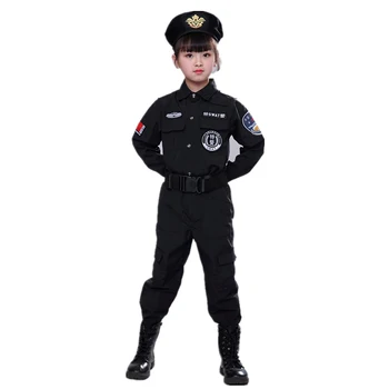 Maža Policininkas Cosplay Karinės Uniformos Vaikams Berniukas Gril Karnavalas Helovinas Kostiumas Kdis Nuslėpti Drabužių Vaidmuo Šalis