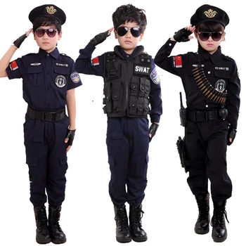 Maža Policininkas Cosplay Karinės Uniformos Vaikams Berniukas Gril Karnavalas Helovinas Kostiumas Kdis Nuslėpti Drabužių Vaidmuo Šalis