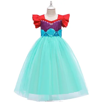 Mažai Princesė Arielis Suknelė Cosplay Kostiumas Vaikams Girl Išgalvotas Žalia Suknelė Undinė Helovinas Šalis Suknelės Mergaičių Drabužiai