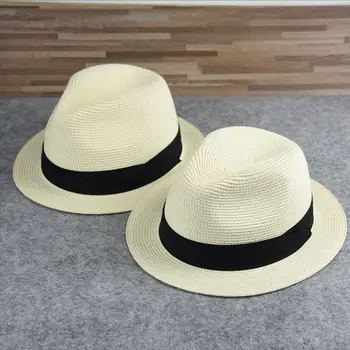 Mažų kraštų dydžio popieriaus šiaudines skrybėles žmogus gražus Vasaros saulė bžūp didelis dydis trilby džiazo skrybėlę plius dydis fedoras 56-58cm 58-60cm