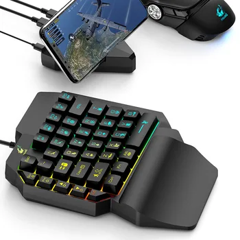 Mechaninė Jausmas, Viena ranka Žaidimų Klaviatūra, Pelės Rinkinys su RGB Apšvietimas 2400 Dpi Gamer Mouse For PC/Laptop/Mobilusis Telefonas