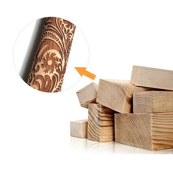 Mediniai Iškilumo Kočėlas Kepimo Giliai Tekstūra Raštuotas Kočėlas Medienos Minkštas Tešlos Graviruotas Volelis Tešlos Įrankiai 255