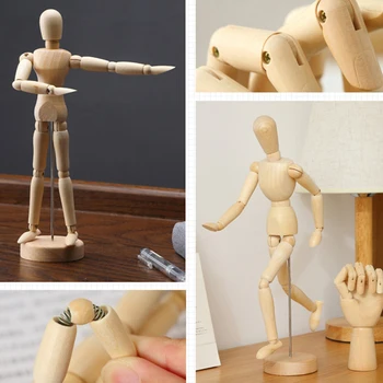 Mediniai Manikin Sujungta Lėlės Modelis, Menininkė Kelia Tapybos, Piešimo Eskizas Manekenas Figūrėlės Miniatiūros Žaislas Namų Puošybos Amatus