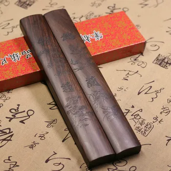 Mediniai Prespapjė Kinijos Medžio masyvo Klasikinės Kaligrafijos, Prespapjė 2vnt Teptuku Dažai, Tapyba Specialios Drožyba Prespapjė