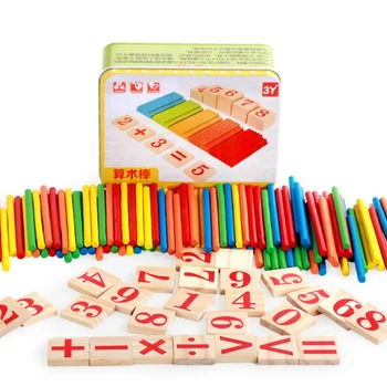 Mediniai Skaičiavimo Lazdelės Žaislas Matematikos Montessori Mokymo Priemonių Skaičiavimo Lazdele, Vaikų Ikimokyklinio Matematikos Mokymosi Aritmetinis Žaislai Dovana