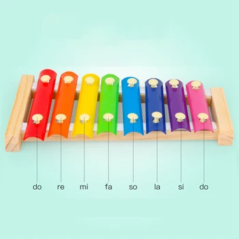 Mediniai Vaikų Aštuonių Masto Rankomis Trankyti Ant Pianino Su Būda Įveikti Ikimokyklinio Ugdymo Muzikos Instrumentas, Kūdikių Žaislai, Kūdikių Produktai