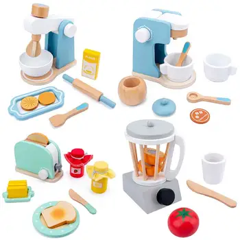 Mediniai Virtuvės Apsimesti Žaisti Žaislas Medinis Modeliavimo Kavos Aparatas, Skrudintuvas Maisto Maišytuvas Kūdikių Ankstyvojo Mokymosi Švietimo Žaislai