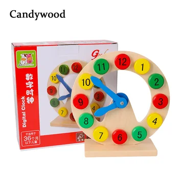 Mediniai Žaislai, išmoks Pasakyti Laiką Medinis Skaitmeninis Laikrodis Montessori Mokymo priemones Vaikams, Kūdikių Ankstyvojo Mokymosi Žaislai vaikams