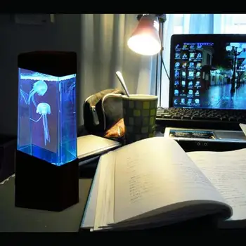 Medūza LED Naktį, Šviesos, Elektros Animacinis Medūzos Knygos Lentelė Skaityti Modernios Lempos Keitimas Spalvų Lentelėje LED C3E7