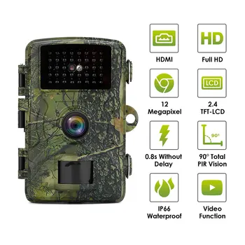 Medžioklės Kamera 12MP 1080P IP66 atsparus Vandeniui Lauko Laukinių gyvūnų Stebėjimo Kamerą w/ 2.4 