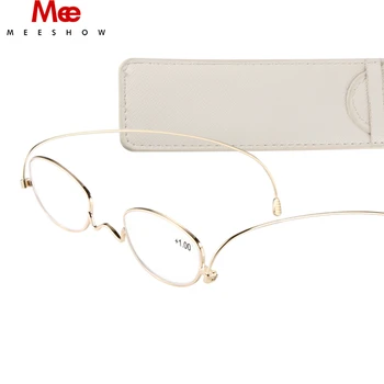MEESHOW titano skaitymo akiniai moterys vyrai akinių rėmelių popieriaus akinius ultra plonas akiniai kišenėje aukso skaitymo akiniai +2.0
