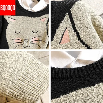 Megztiniai Megztinis Megztinis Mens Anime Spausdinti Hip-Hop Crewneck Dizaineris Megztiniai Vyrams Japonijos Streetwear Ilgomis Rankovėmis Kratinys Puloveriai