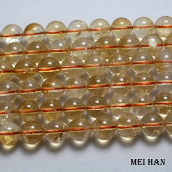 Meihan Natūralus (1 krypties) 9.5-10.5 mm Citrinee kvarco aišku, geltonas kristalas sklandžiai apvalūs karoliukai papuošalai priėmimo 