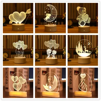 Meilė 3D Lempos Akrilo LED Nakties Šviesos Valentino Dienos Dovanų Puošimas, Vestuvių Papuošimas Baby Shower Vaikams Gimtadienio Velykų Dekoras