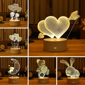 Meilė 3D Lempos Akrilo LED Šalia Naktį Žibintai, Vestuvių Dekoravimas Valentino Dienos Dovana Childern Gimtadienio Dovana, Velykų Triušis Dekoras
