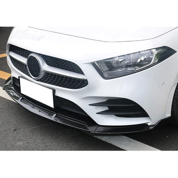 Mercedes-Benz A Klasė W177 Sporto A45 AMG 2019 2020 Priekiniai Lūpų Spoileris Skaldymo ABS Juodas Bamperis Smakro Kastuvas Raštas
