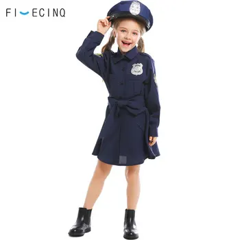 Mergaitės Policijos Kostiumas Vaikas Helovinas Cospaly Mėlyna uniforma Darželio Policijos Vaidmuo Sijonas Karnavalas Vaikų Dienos Kostiumas