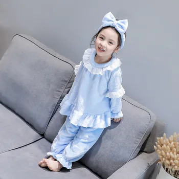 Mergaičių drabužių rinkiniai 2020 m. rudens ir žiemos koralų vilnos kūdikių namų flanelė ilgomis rankovėmis princesė pižama miego kostiumą drabužių