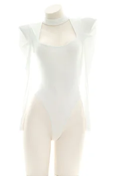 Mergelės Žudikas Seksuali Moteris Balta Mezgimo Megztinis Cosplay Japonijos Atidaryti krūtinės aukščio Padalinta Stora Trikotažas Sleepwear apatinis Trikotažas Rinkinys