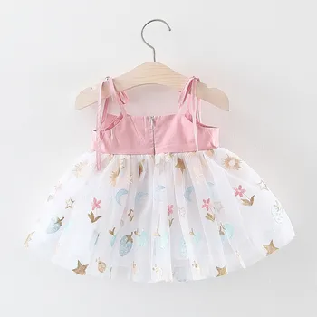 Mergina Dress 2020 Nauja Vaikiška Kūdikių Suknelės Dirželį Tiulio Spausdinti Gimtadienio Princesė Dress Moterų Kūdikių Vasaros Drabužių Vaikams Mergina Drabužiai