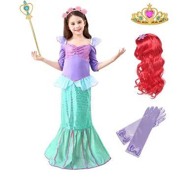 Merginos Fantazija Princesė Šalis Dress up Helovinas Undinėlė Apranga Sirena Comic Con Kostiumai Vaikams, Karnavaliniai Vaidmenų žaidimas Suknelė