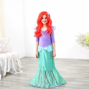 Merginos Fantazija Princesė Šalis Dress up Helovinas Undinėlė Apranga Sirena Comic Con Kostiumai Vaikams, Karnavaliniai Vaidmenų žaidimas Suknelė
