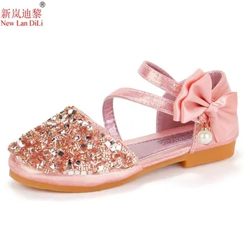 Merginos sandalai princess bateliai vaikų Odos batus 2020 m. pavasario ir vasaros naujų blizgančiais batais kūdikių studentų šokių bateliai