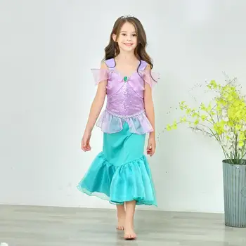 Merginos Undinėlė Arielis princesė dress mergaičių kostiumai Anime Baby Girl Mermaid Dress Up Rinkinių Drabužių Cosplay Kostiumai