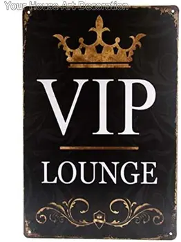 Metalo Pasirašyti VIP Derliaus Lounge Atkreipti Dėmesį į Apdailos Coffee House Šeimos baras, Restoranas 12x8 colių Derliaus Alavo Ženklas