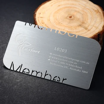 Metalo šepečiu vizitinę kortelę metalo narystės kortelę pasirinktinis nerūdijančio plieno šepečiu vizitinės kortelės dizainą