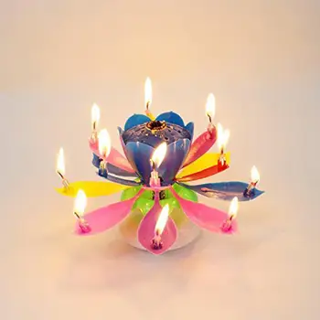 MeterMall Dukart Sluoksnių Lotus Muzikos Gimtadieniu, Žvakės, Romantiška Gėlių Šviesos Pyragas Vaikams Dovanų Šalis