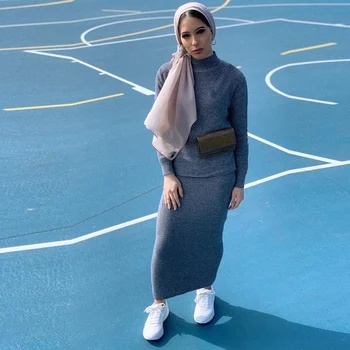 Mezgimo Abaja Turkų Musulmonų Suknelė, Hijab Viršūnių, Sijonai, Nustatyti Caftan Marocain Kaftan Dubajus Islamas Drabužiai Moterims Vetment Femme Hijab