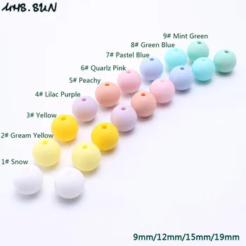 MHS.SAULĖ Maisto kokybės silikono granulių kramtyti pavasario spalvų apvalūs karoliukai kūdikių chewable silikono papuošalai, aksesuarai mielas dizainas