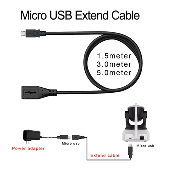 Micro USB prailginimo Kabelis 5V2A Maitinimo Adapteris Micro USB jungtis Pratęsti Laidas 1m 3m 5mr IP Camere / Elektroniniai produktai