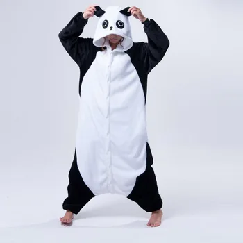 Mielas Animacinių filmų vaikams Kigurumi Panda ilgomis Rankovėmis su Gobtuvu Onesie Suaugusių Moterų Gyvūnų Mielas/Raudonos akys/ Kunfu Panda Pižama Sleepwear