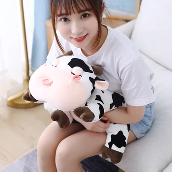 Mielas karvių cuddling pagalvę lėlės pliušinis žaislas cuddling karvė lėlės lokys cuddling mergina miega lovoje
