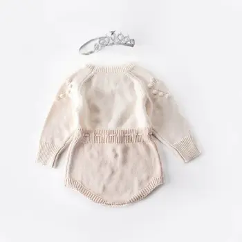 Mielas kūdikiui baby girl megzti romper vaikai rompers už naujagimio mergina, vieną žiemos trikotažo drabužių