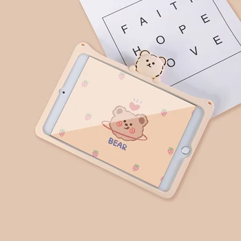 Mielas Lokys atsparus smūgiams Super Minkšto Silikono Tablet Stand Case For iPad Oro 1 2 3 Mini 4 5 Pro 2017 2018 2019 2020 Dangtis