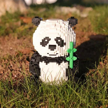 Mielas Panda 3D Modelį Gyvūnų Aukciono Duomenys Mūrinis Pastatas Blokų Rinkinį Mini blokai Vaikams Žaislai berniukams Kalėdų Dovanos 2444PCS