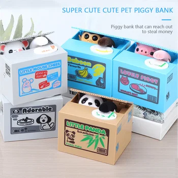 Mielas Piggy Bankai Panda Katė Vagis, Pinigų Dėžės Žaislų Dovana Vaikams Pinigų Dėžės, Automatinis Pavogė Monetos Piggy Bank Pinigų Taupymo Dėžutė Moneybox