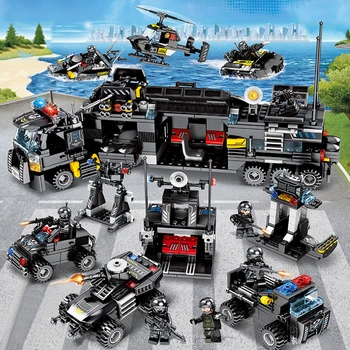 Miesto Policijos Nuovada Žaislai Suderinama SWAT Truck Automobilių įrangos pardavimas, biuro įrangos Sembo Blokai 8in3 Kūrėjas Plytų Žaislai Vaikams, Vaikams 2020 m.
